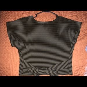 Gianni Bini Army Green and Black Striped top
